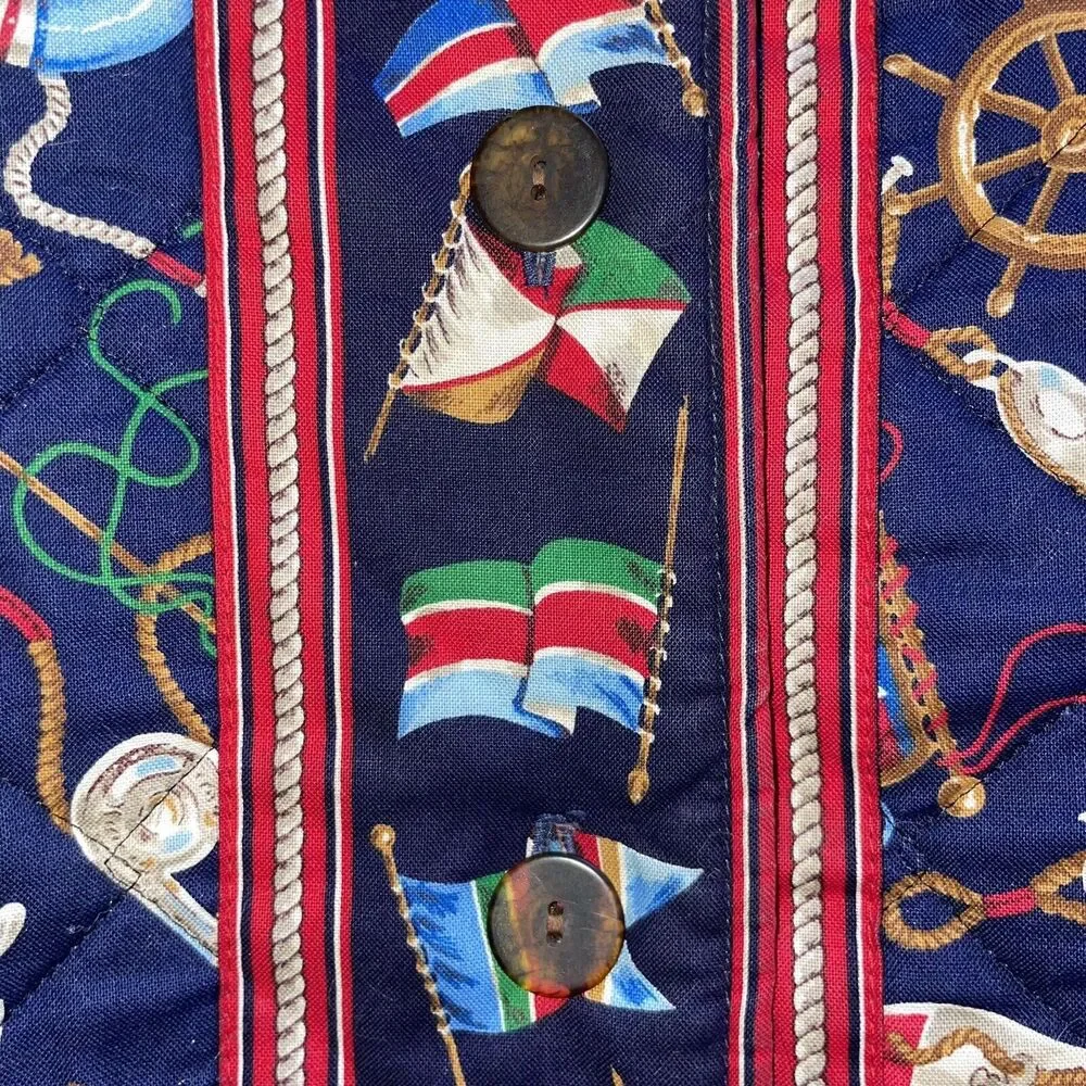 Vintage Vera Bradley M Navy Nautical Sailboat Themed Quilted Preppy Jacket